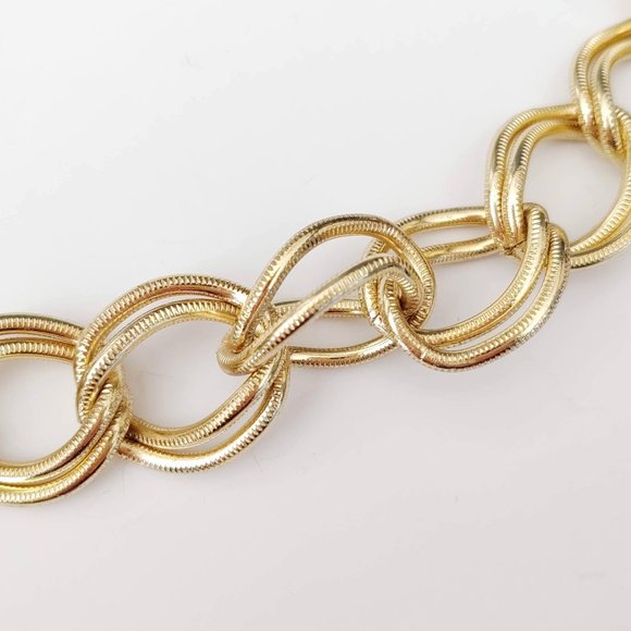 Gold double chain link necklace - Picture 5 of 6